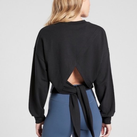 Athleta Tops - Athleta Black Yoga Tie Back Sweatshirt